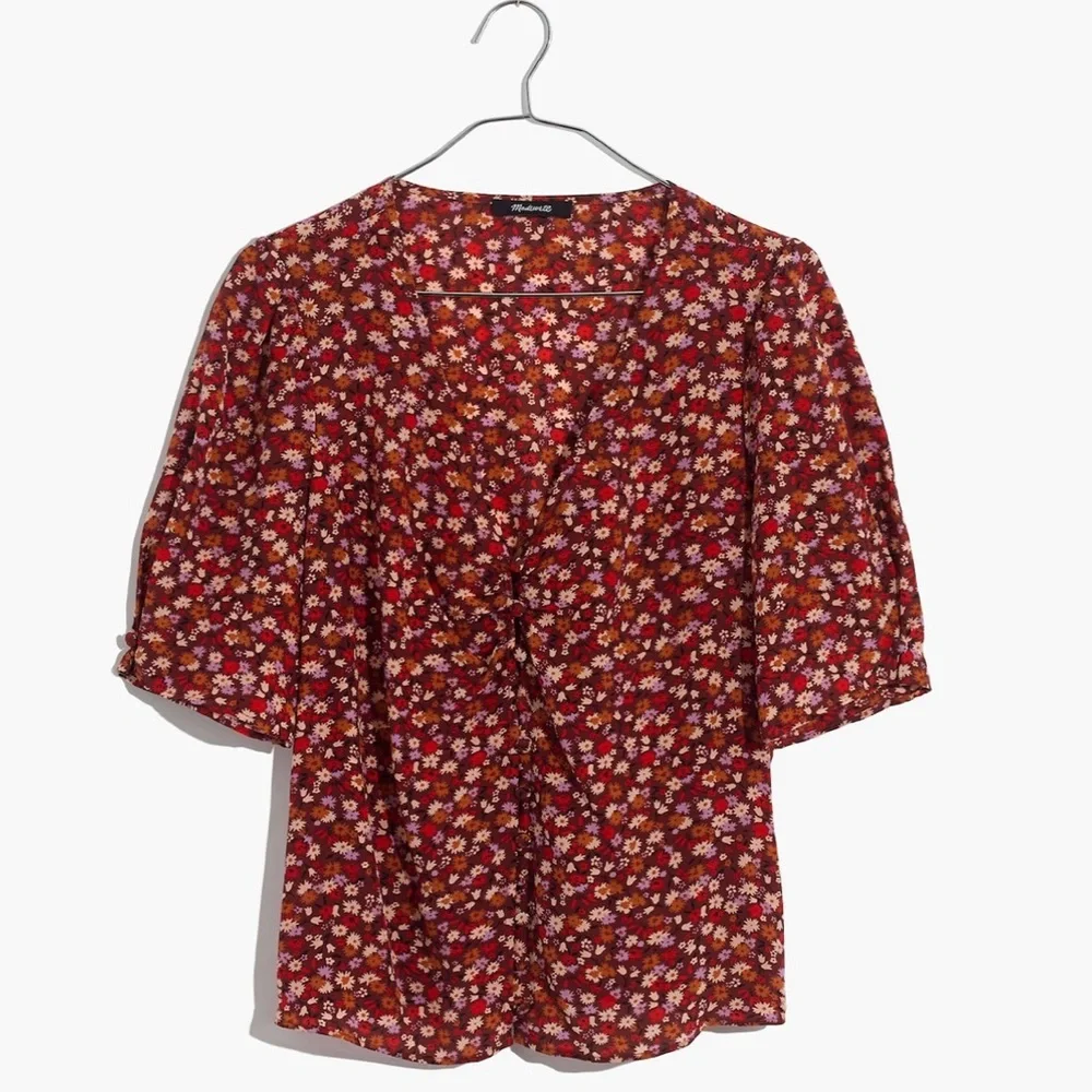 MADEWELL Silk Daylight Top 🌸 “Spring Prairie” 🌸 Vintage Ditsy Floral Print 14 🌸 - Picture 8 of 12
